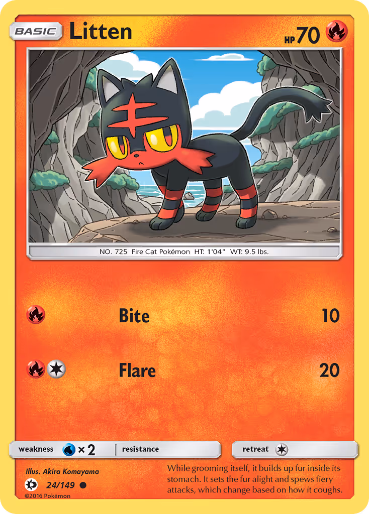 Litten 24/149 Pokemon card