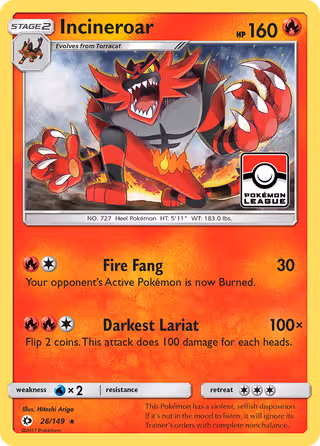Incineroar 26/149 Pokemon card