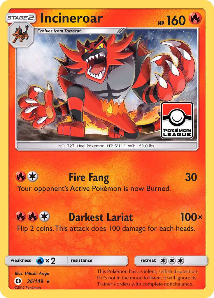 Incineroar 26/149 Pokemon card