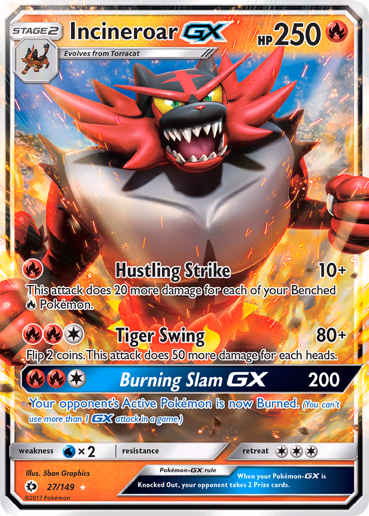 Incineroar GX 27/149 Pokemon card