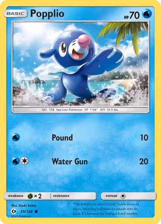Popplio 39/149 Pokemon card