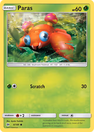Paras 4/149 Pokemon card
