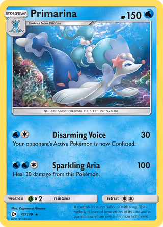 Primarina 41/149 Pokemon card