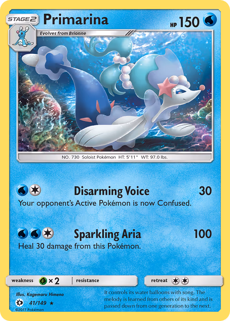 Primarina 41/149 Pokemon card