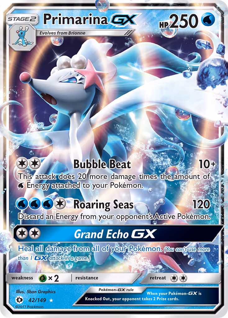 Primarina GX 42/149 Pokemon card