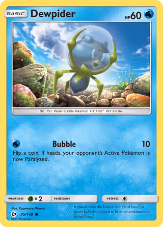 Dewpider 45/149 Pokemon card