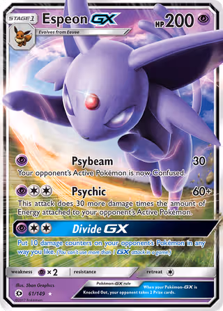 Espeon GX 61/149 Pokemon card