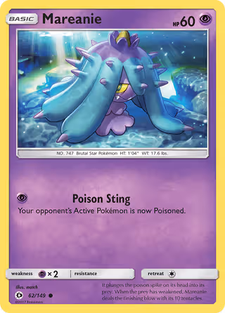 Mareanie 62/149 Pokemon card