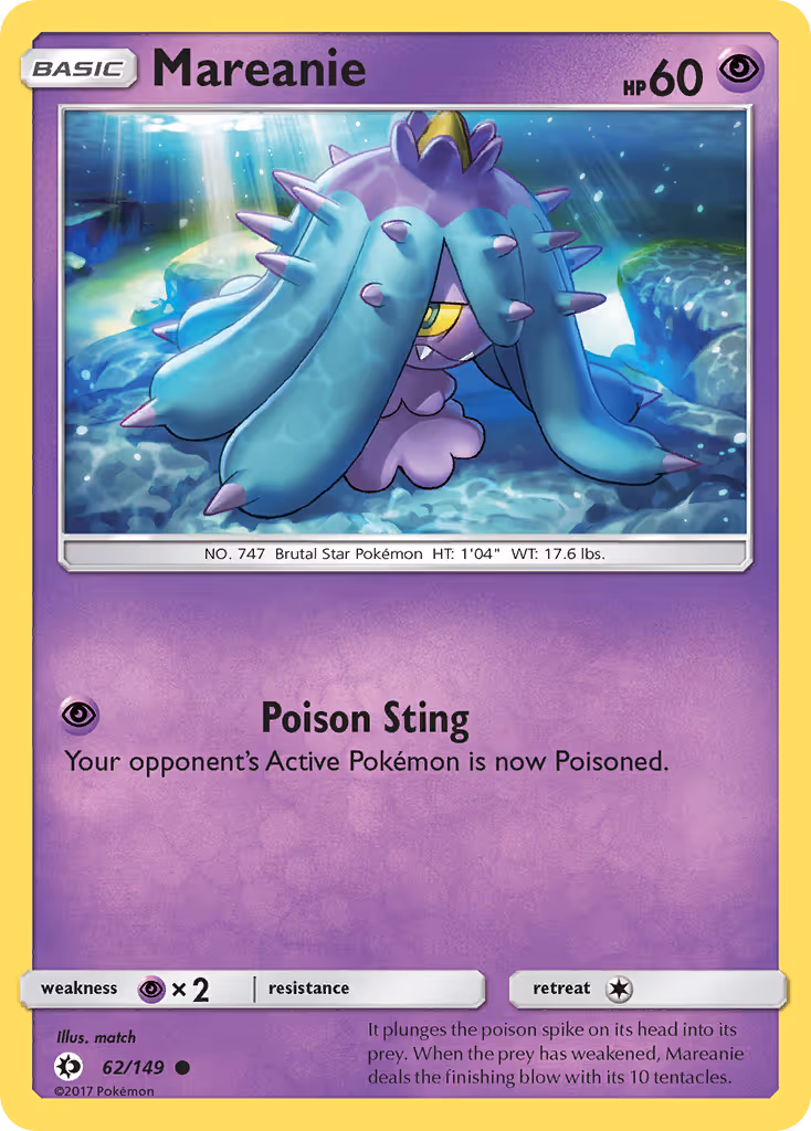 Mareanie 62/149 Pokemon card