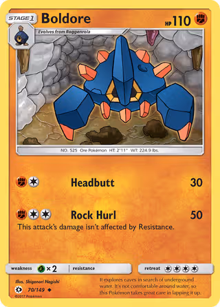 Boldore 70/149 Pokemon card