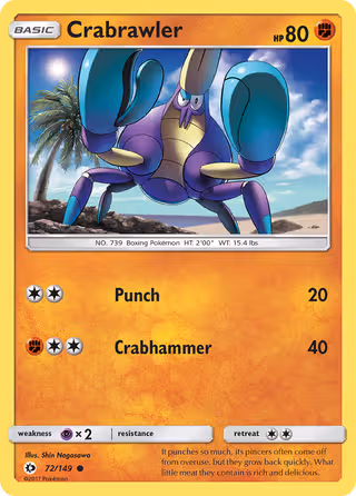 Crabrawler 72/149 Pokemon card