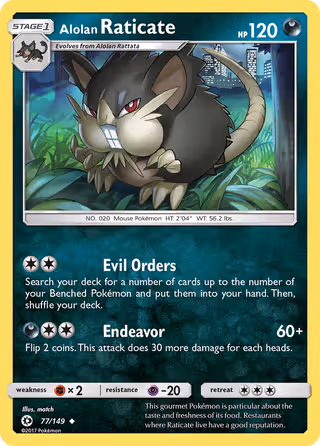 Alolan Raticate 77/149 Pokemon card