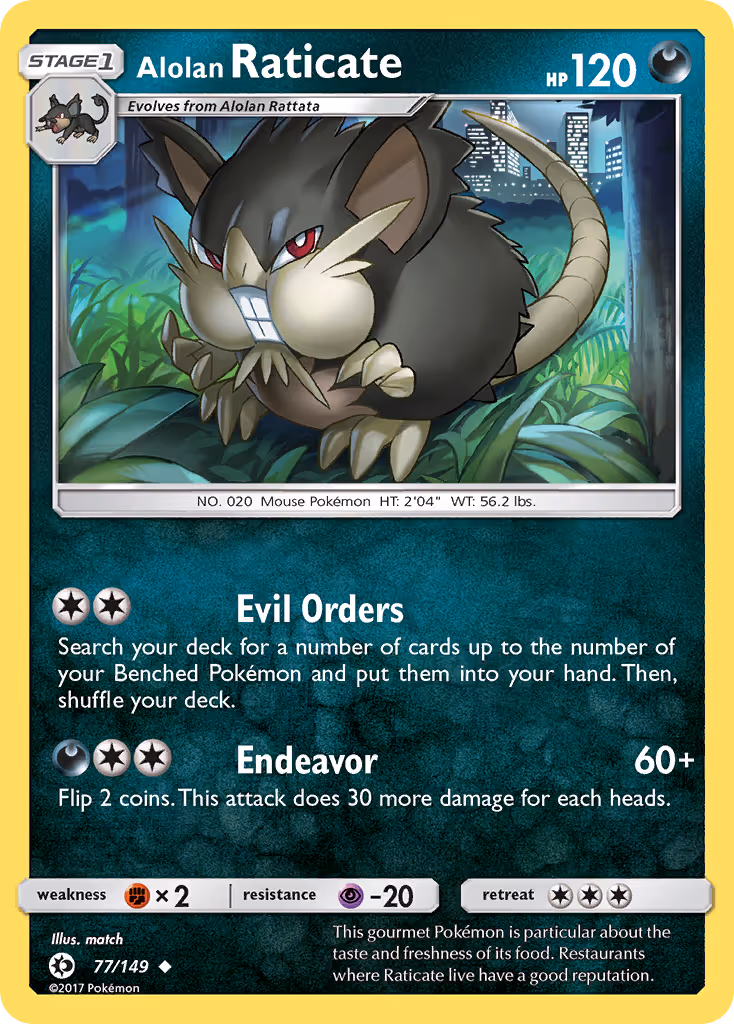 Alolan Raticate 77/149 Pokemon card