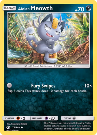 Alolan Meowth 78/149 Pokemon card