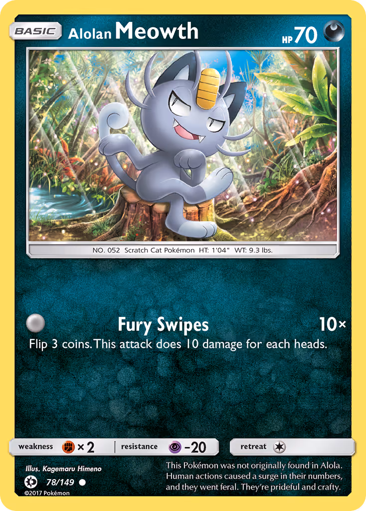 Alolan Meowth 78/149 Pokemon card
