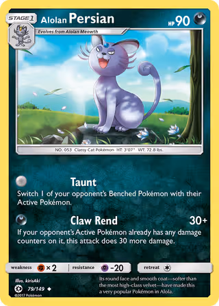 Alolan Persian 79/149 Pokemon card
