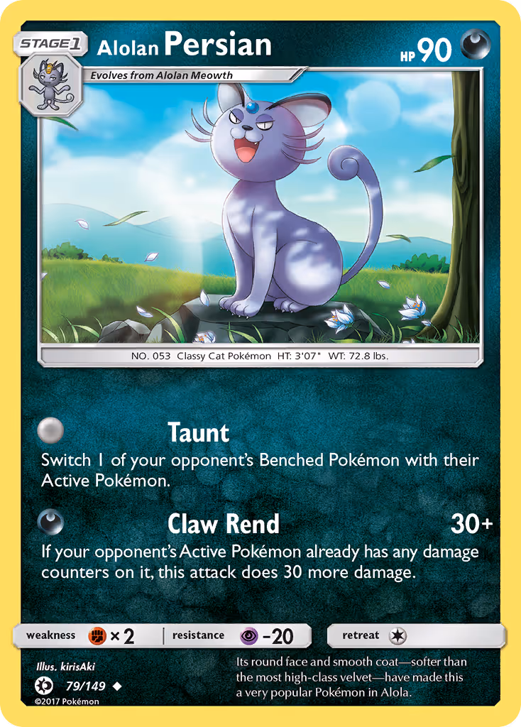 Alolan Persian 79/149 Pokemon card