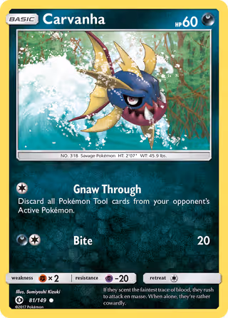 Carvanha 81/149 Pokemon card