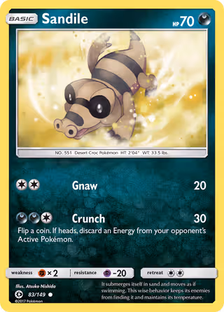 Sandile 83/149 Pokemon card