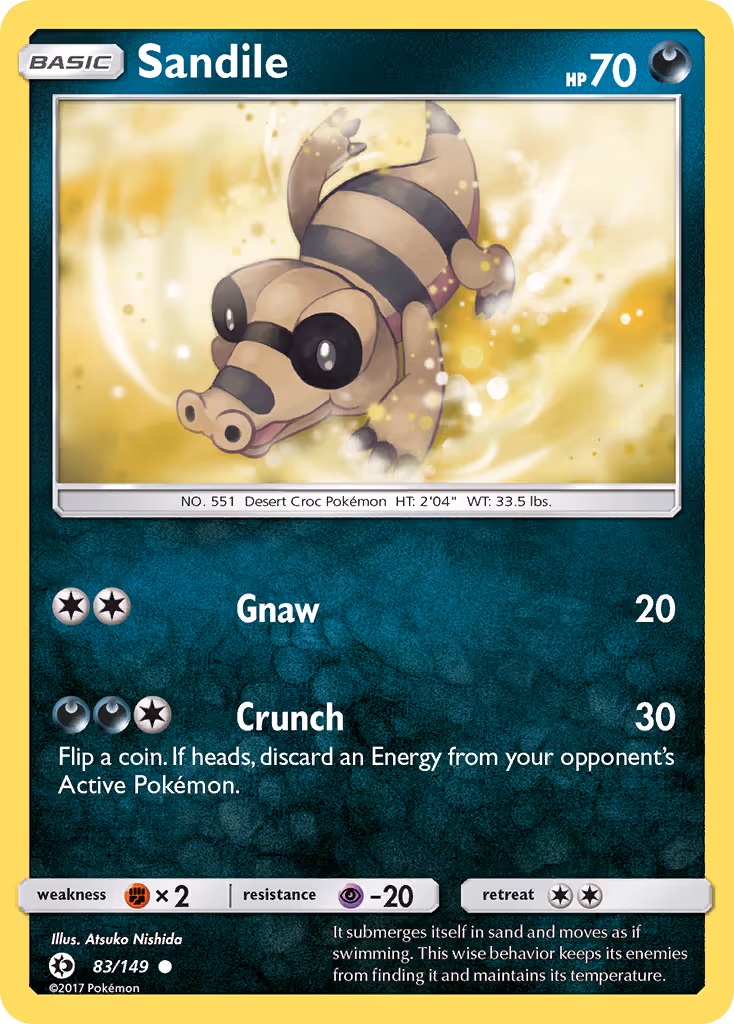 Sandile 83/149 Pokemon card