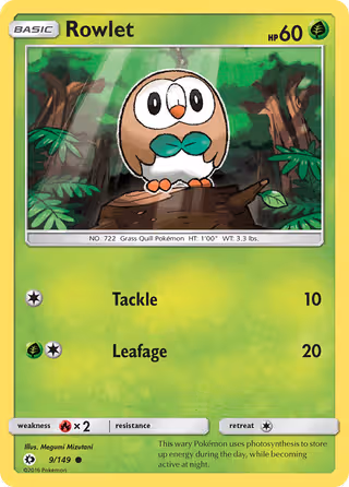 Rowlet 9/149 Pokemon card