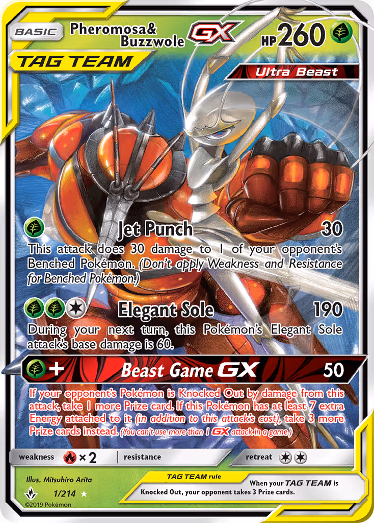 Pheromosa & Buzzwole GX 1/214 Pokemon card