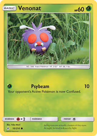 Venonat 10/214 Pokemon card