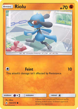 Riolu 102/214 Pokemon card