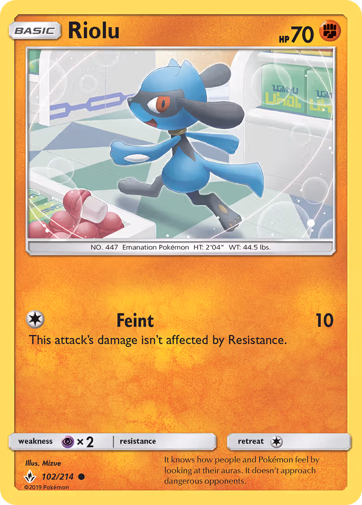 Riolu 102/214 Pokemon card