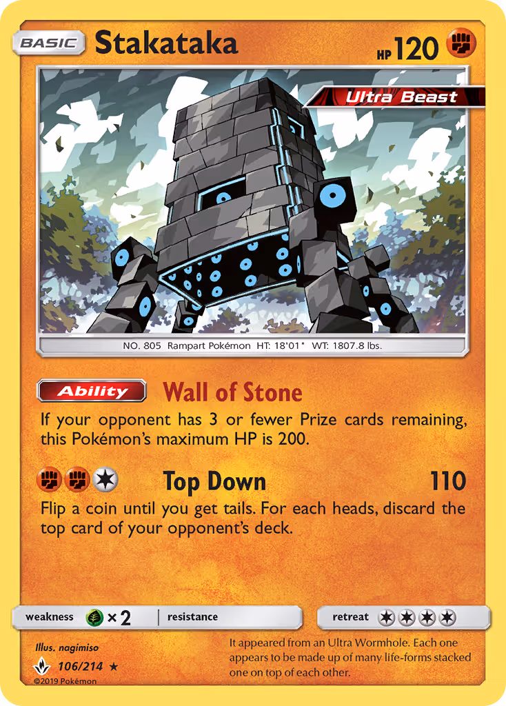Stakataka 106/214 Pokemon card