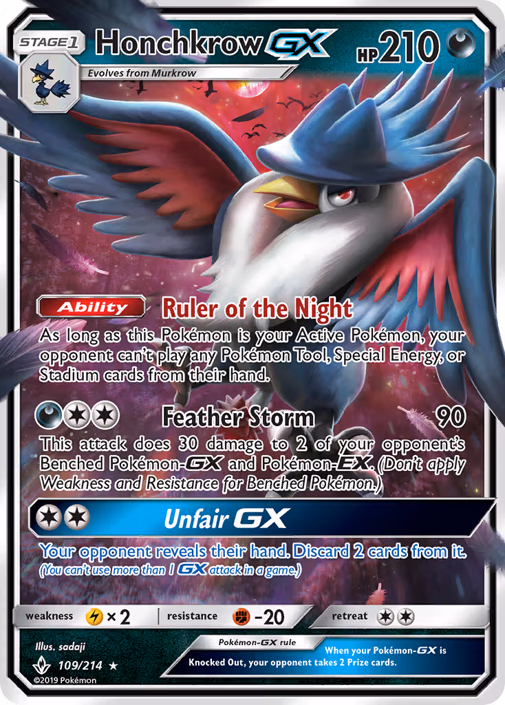 Honchkrow GX 109/214 Pokemon card