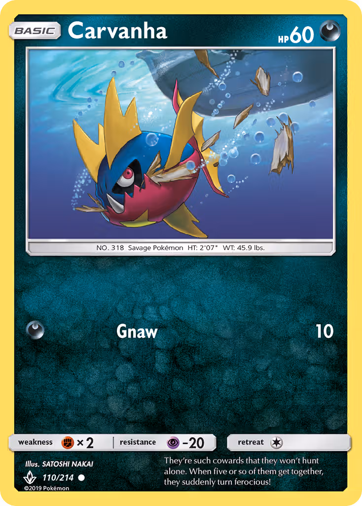 Carvanha 110/214 Pokemon card
