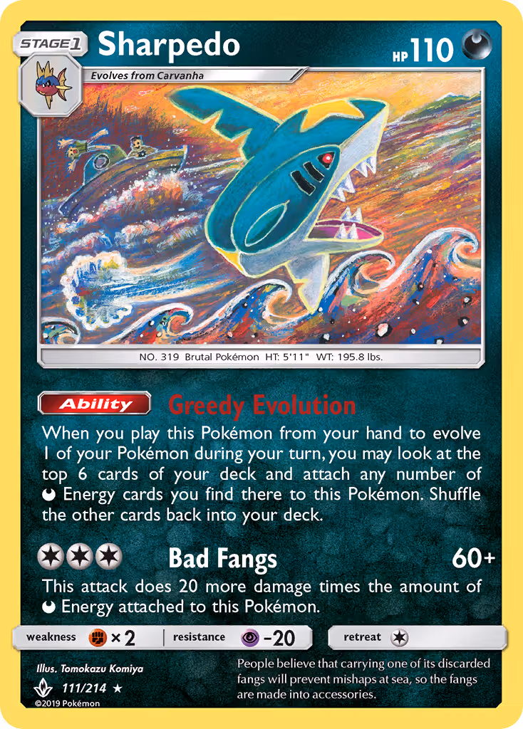 Sharpedo 111/214 Pokemon card