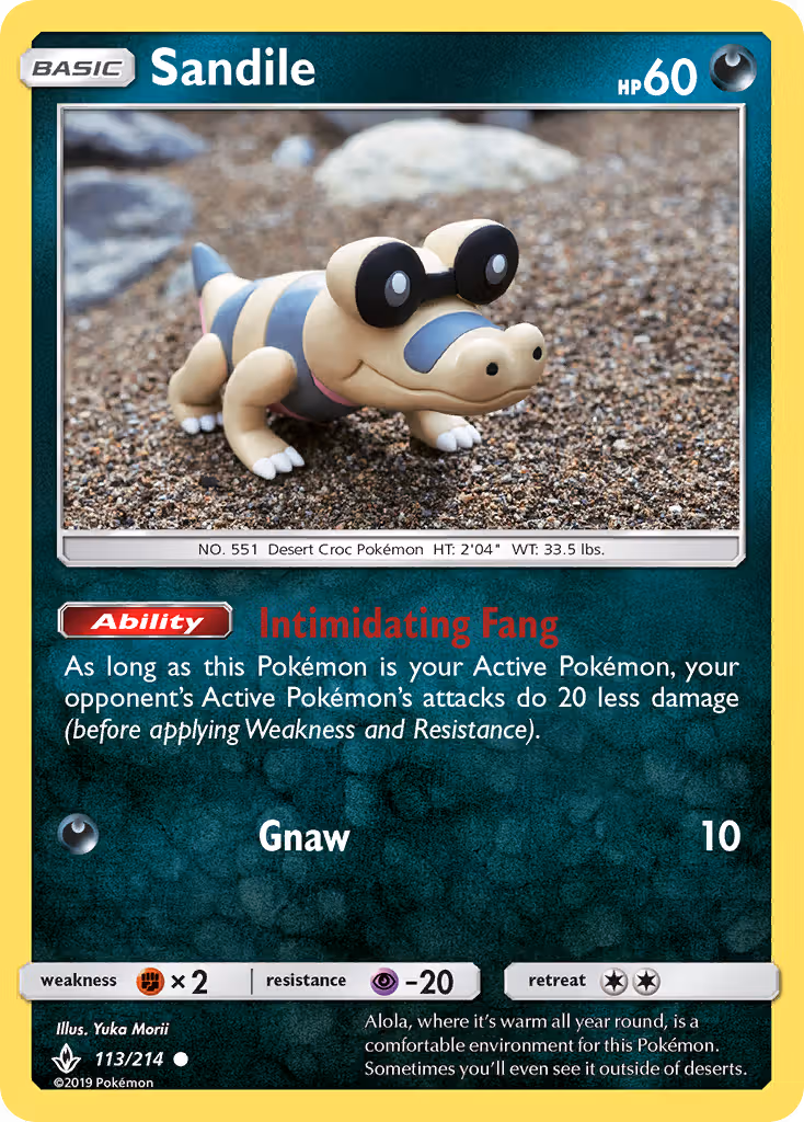 Sandile 113/214 Pokemon card