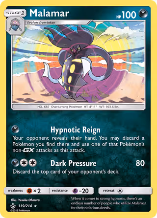 Malamar 119/214 Pokemon card