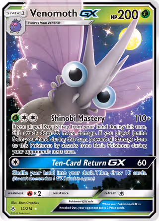 Venomoth GX 12/214 Pokemon card