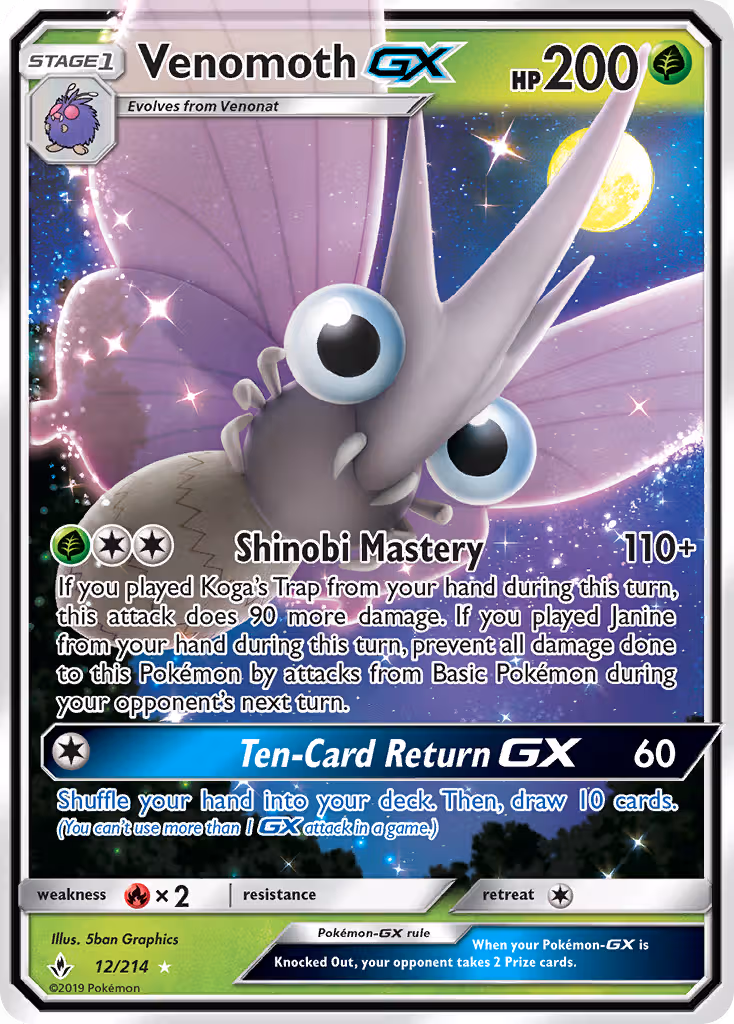 Venomoth GX 12/214 Pokemon card