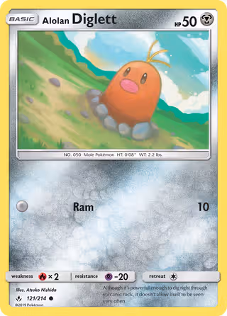 Alolan Diglett 121/214 Pokemon card