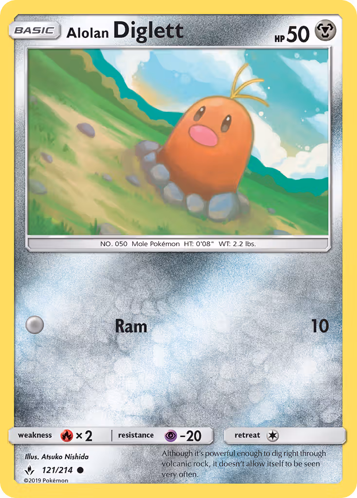 Alolan Diglett 121/214 Pokemon card
