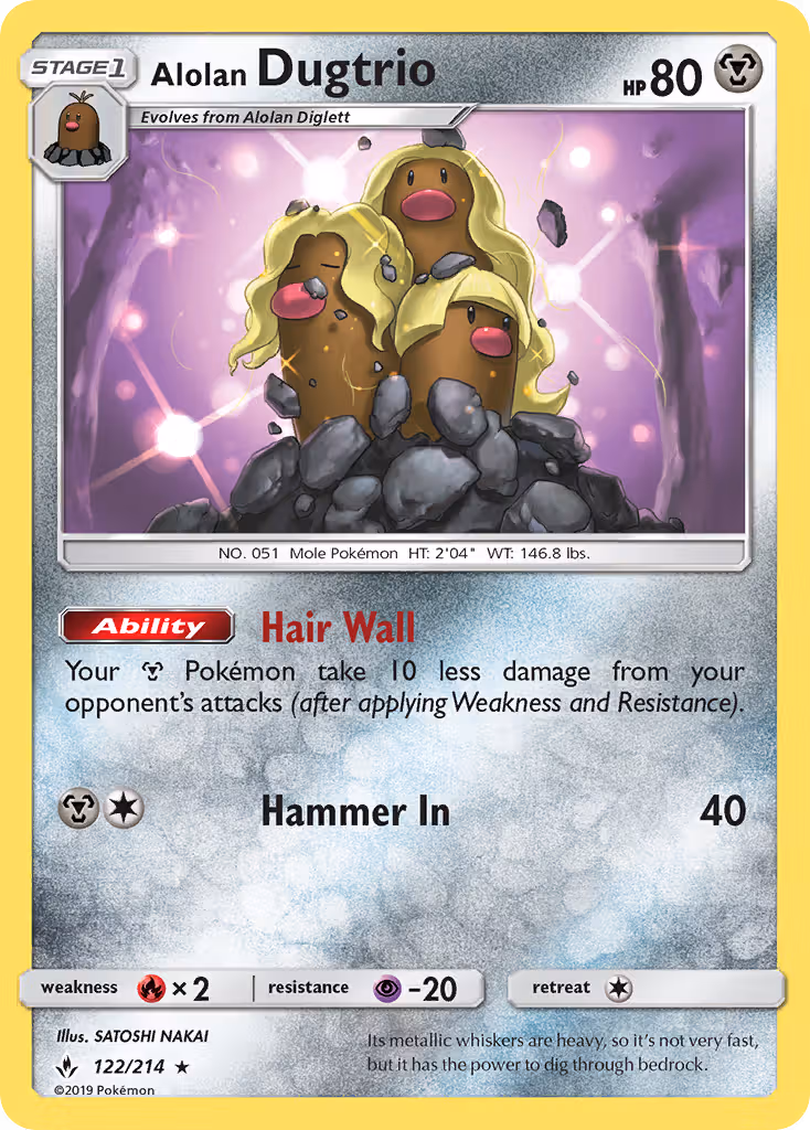 Alolan Dugtrio 122/214 Pokemon card