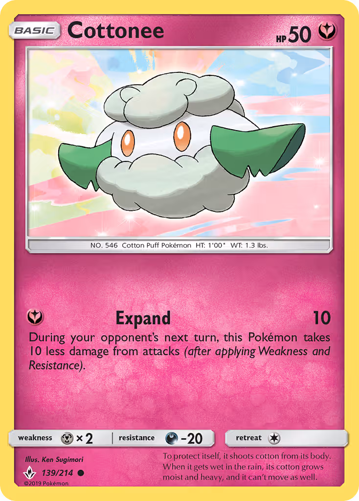 Cottonee 139/214 Pokemon card