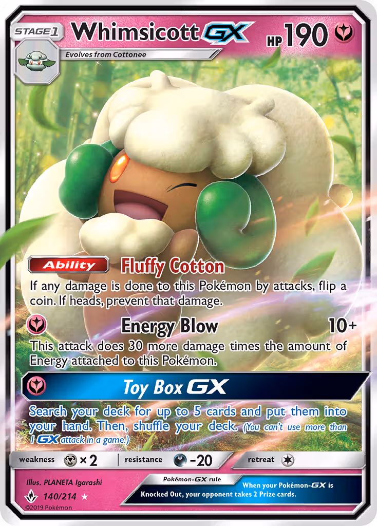 Whimsicott GX 140/214 Pokemon card