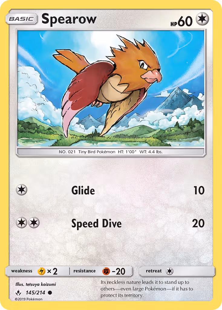 Spearow 145/214 Pokemon card