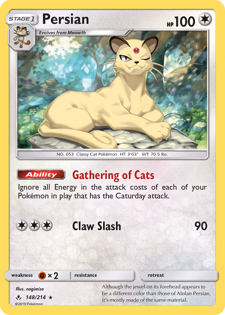 Persian 148/214 Pokemon card