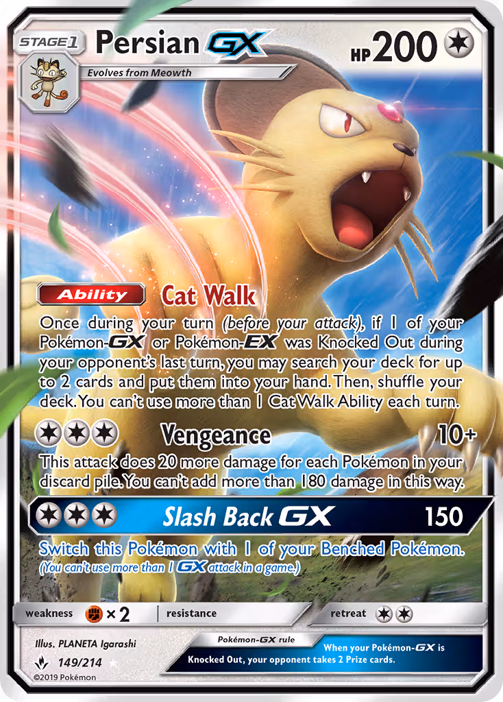Persian GX 149/214 Pokemon card