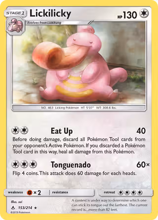 Lickilicky 153/214 Pokemon card