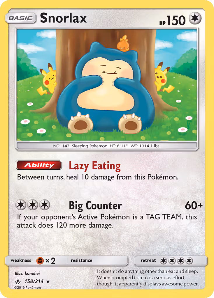 Snorlax 158/214 Pokemon card