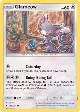 Glameow 159/214 Pokemon card