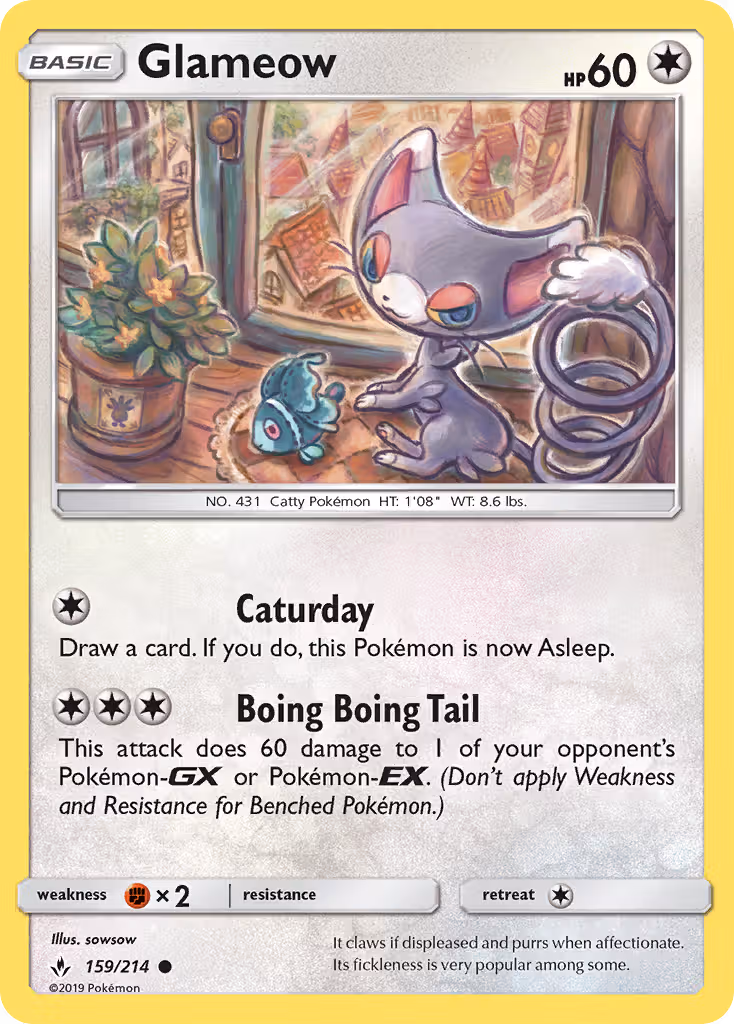 Glameow 159/214 Pokemon card