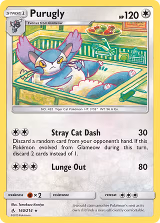 Purugly 160/214 Pokemon card